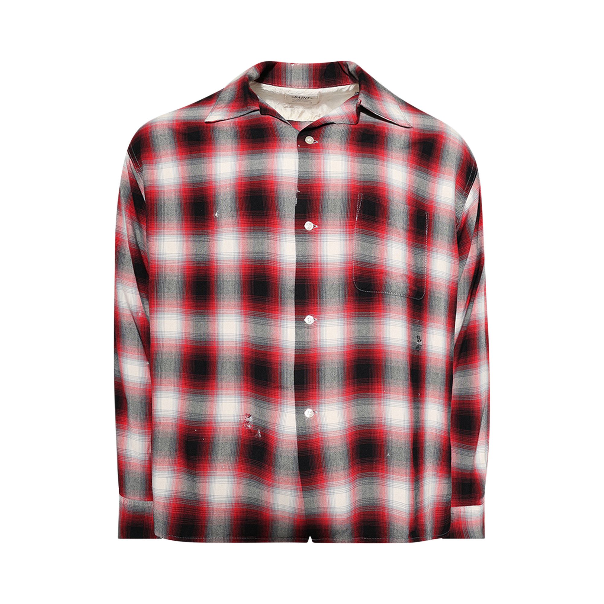 Buy SAINT Mxxxxxx Check Long-Sleeve Shirt 'Red' - SM HR8 0000 C30