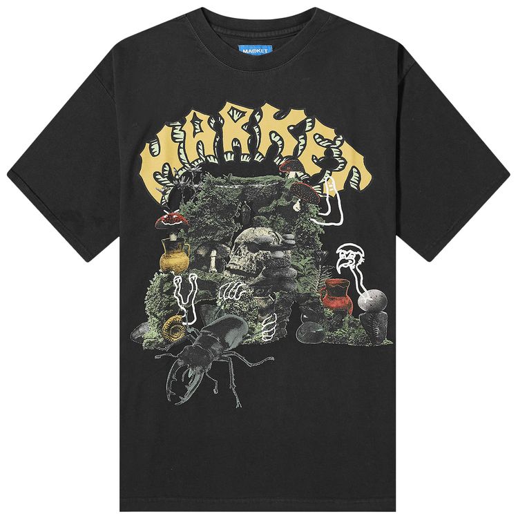 Market Grotto T Shirt Washed Black