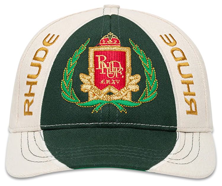 Rhude Racing Crest 6 Panel Hat CreamGreen
