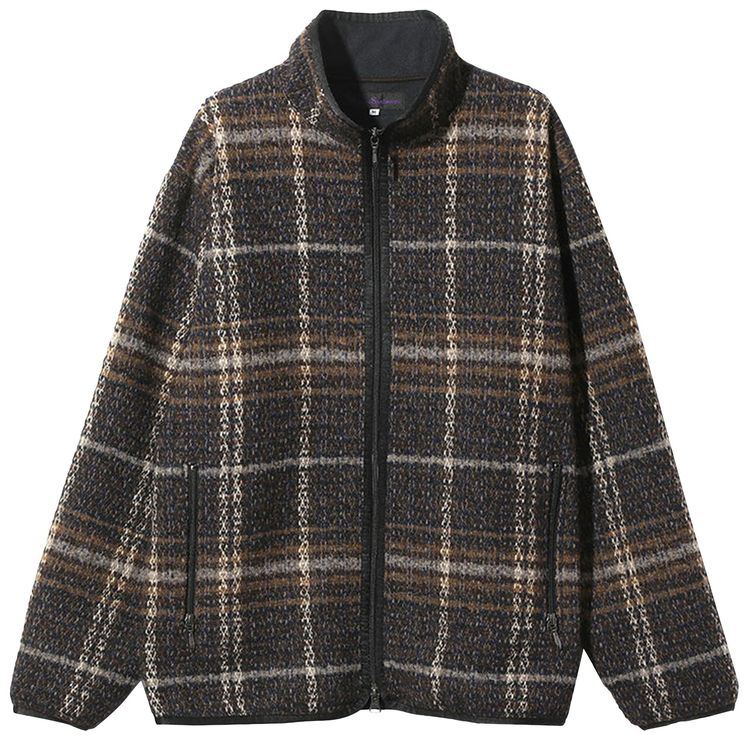 Needles WU Piping Plaid Tweed Jacket NavyBrown
