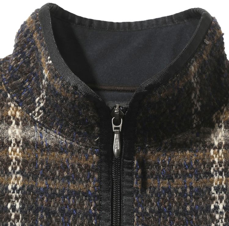 Needles WU Piping Plaid Tweed Jacket NavyBrown