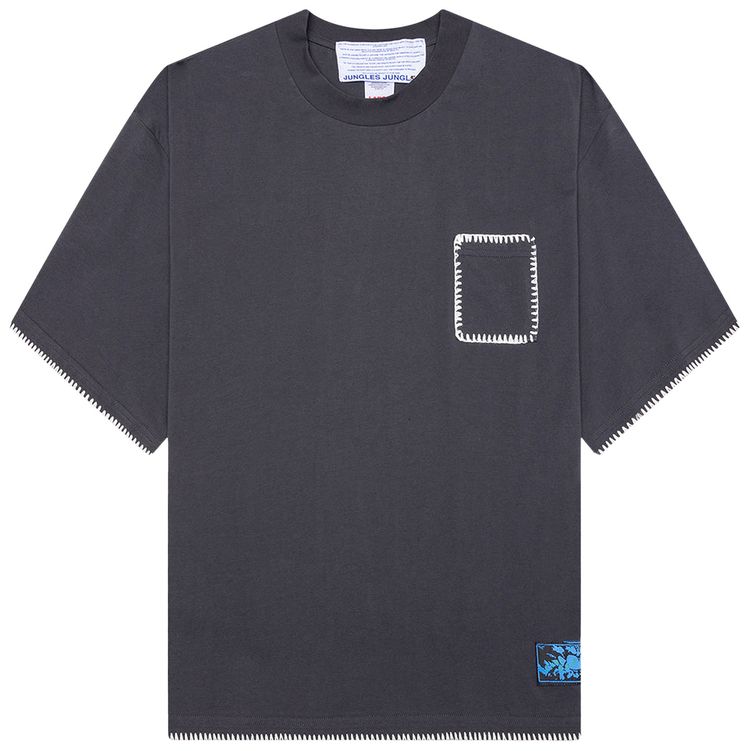 Jungles Blanket Stitch Vintage Tee Sun Faded Grey