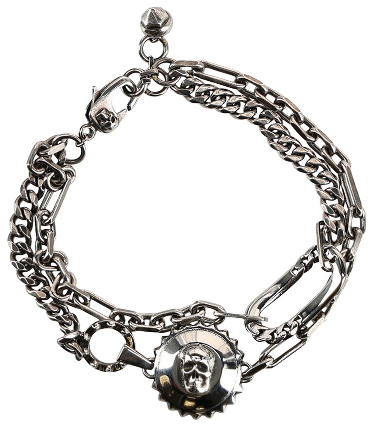 Alexander McQueen Studs and Skull Bracelet Silver