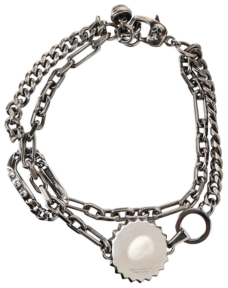 Alexander McQueen Studs and Skull Bracelet Silver