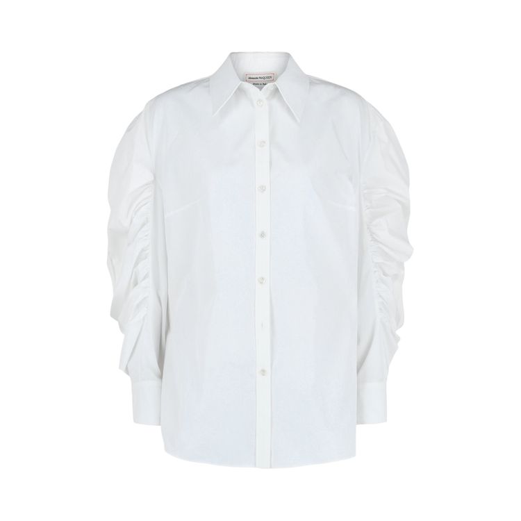 Alexander McQueen Puff Sleeve Poplin Shirt Optical White
