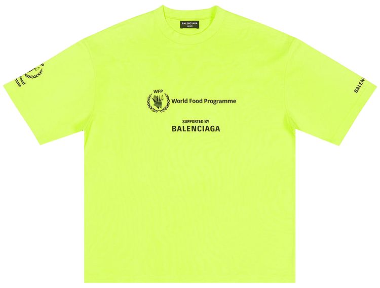 Balenciaga World Food Programme Graphic T Shirt Fluorescent YellowBlack
