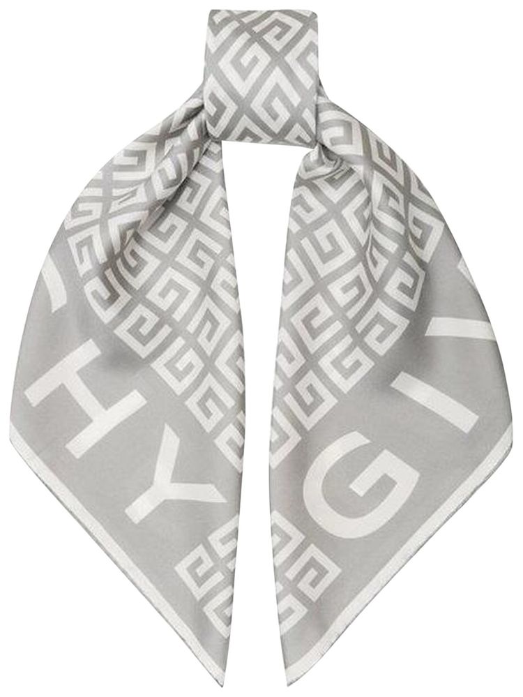 Givenchy 4G Logo Silk Scarf Marble Grey