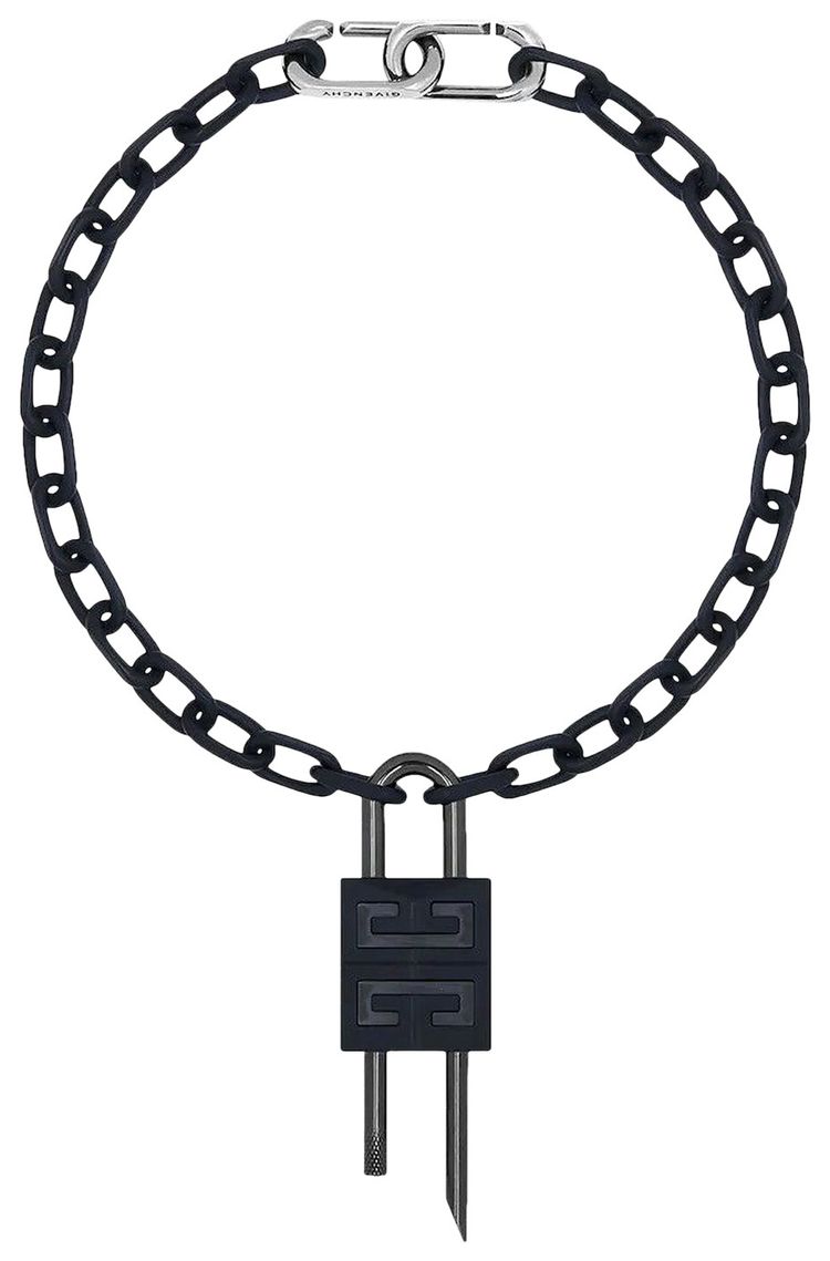 Givenchy Crystal Embellished 4G Padlock Necklace Black