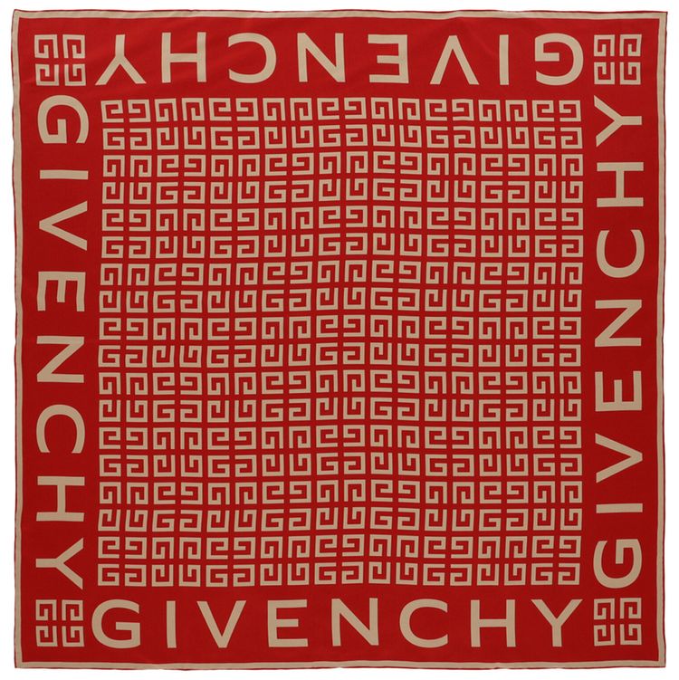 Givenchy 4G Logo Silk Scarf VermillonBeigePink
