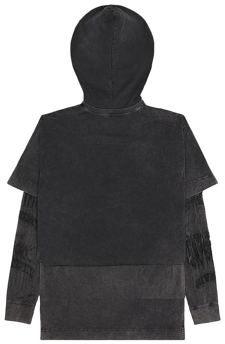 Givenchy Layered Long Sleeve Graphic T Shirt With Balaclava Grey