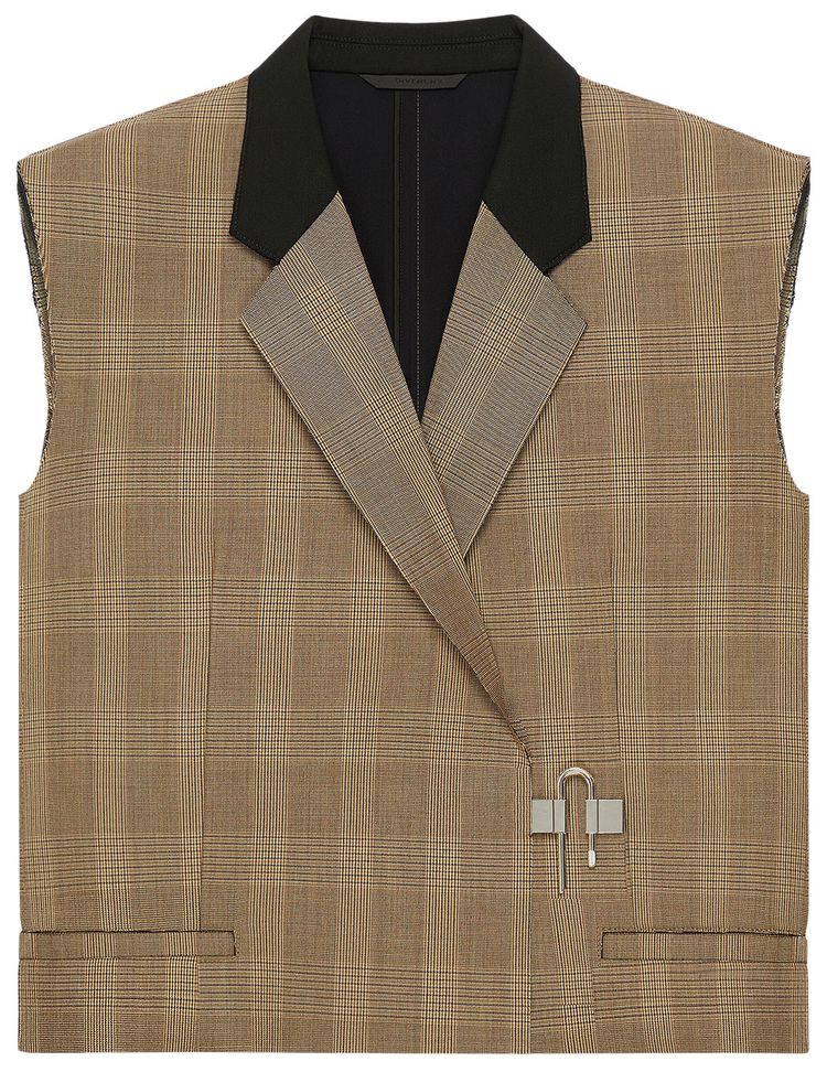 Givenchy Houndstooth Vest With U Lock Detail Light Brown
