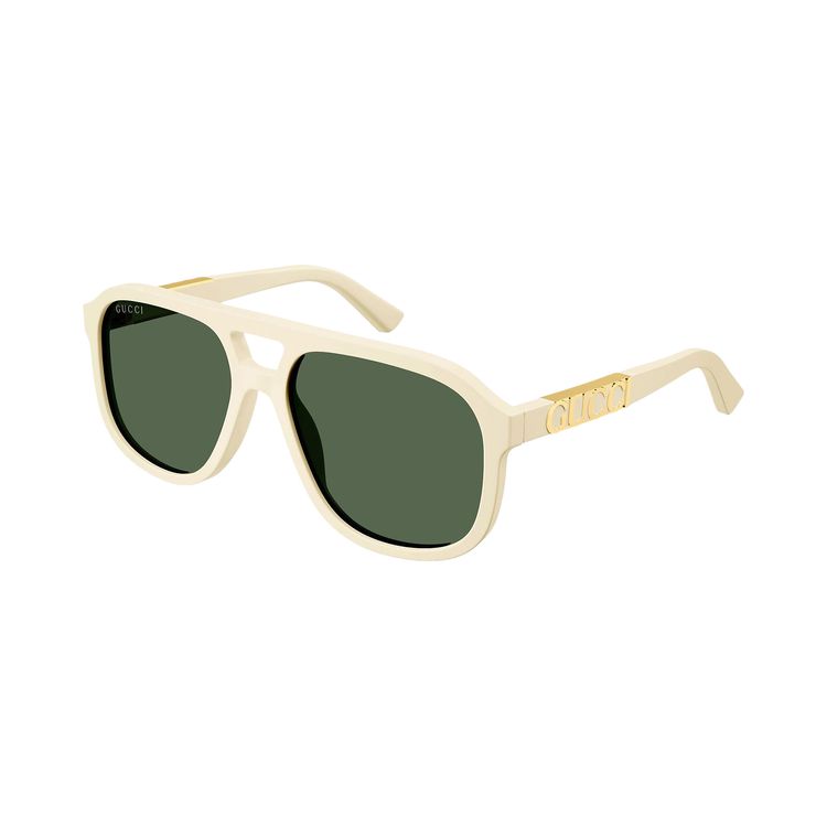 Gucci GG1188S 005 Aviator Sunglasses - Ivory/Green NEW GUCCI SUNGLASSES UNISEX IVORY/GREEN AVIATOR EYEWEAR  main image 2