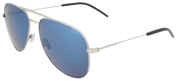 Saint Laurent Aviator Style Sunglasses Shiny Silver