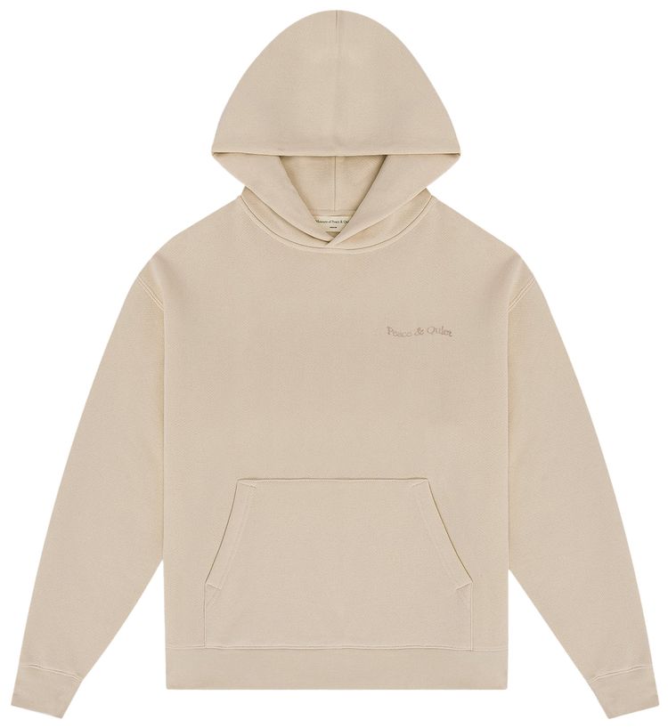 Museum of Peace  Quiet Wordmark Pigment Dyed Hoodie Taupe