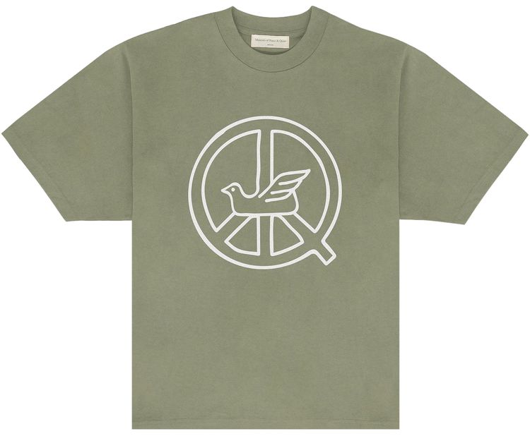 Museum of Peace  Quiet Peaceful Dove T Shirt Olive