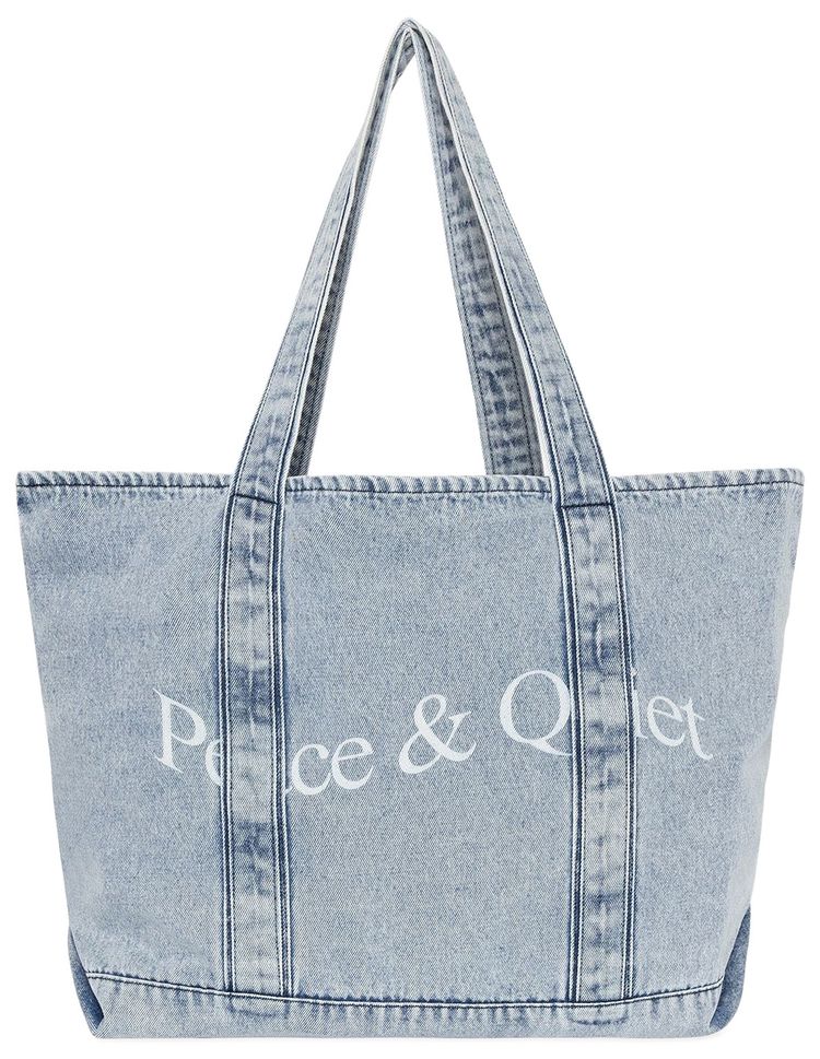 Museum of Peace  Quiet Wordmark Denim Boat Tote Bag Blue Wash