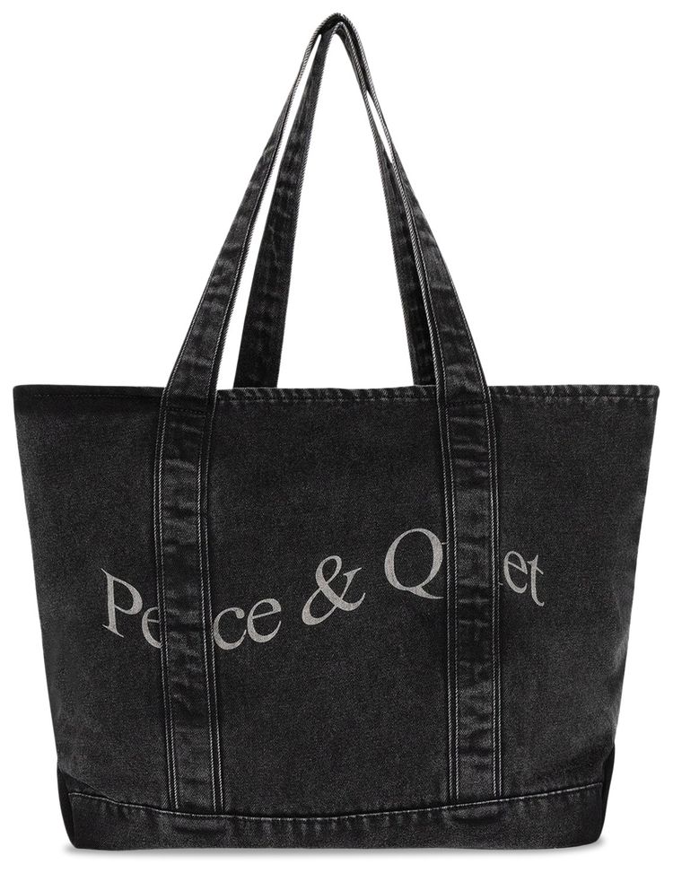 Museum of Peace  Quiet Wordmark Denim Boat Tote Bag Black Wash
