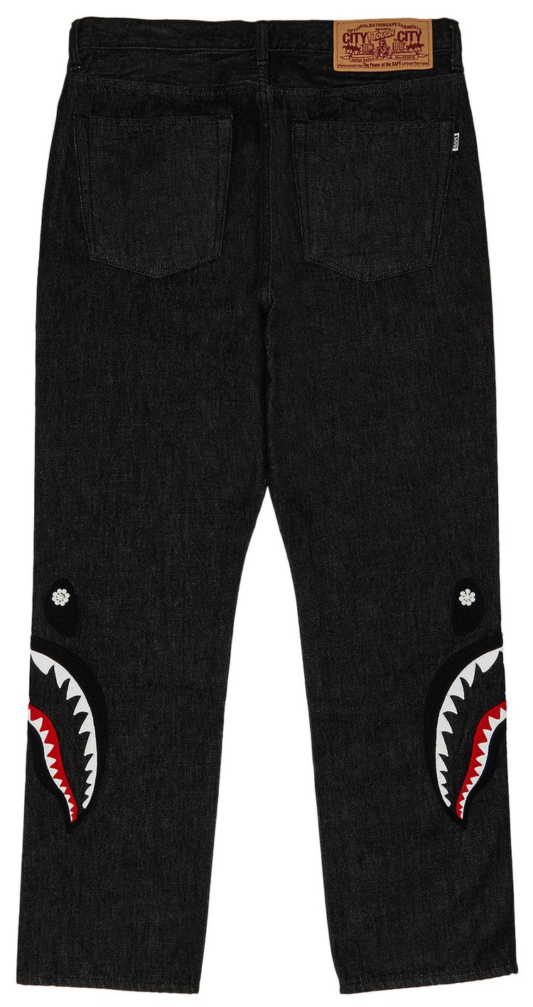 GOAT Exclusive BAPE Pearl Shark Relaxed Fit Denim Pants Black