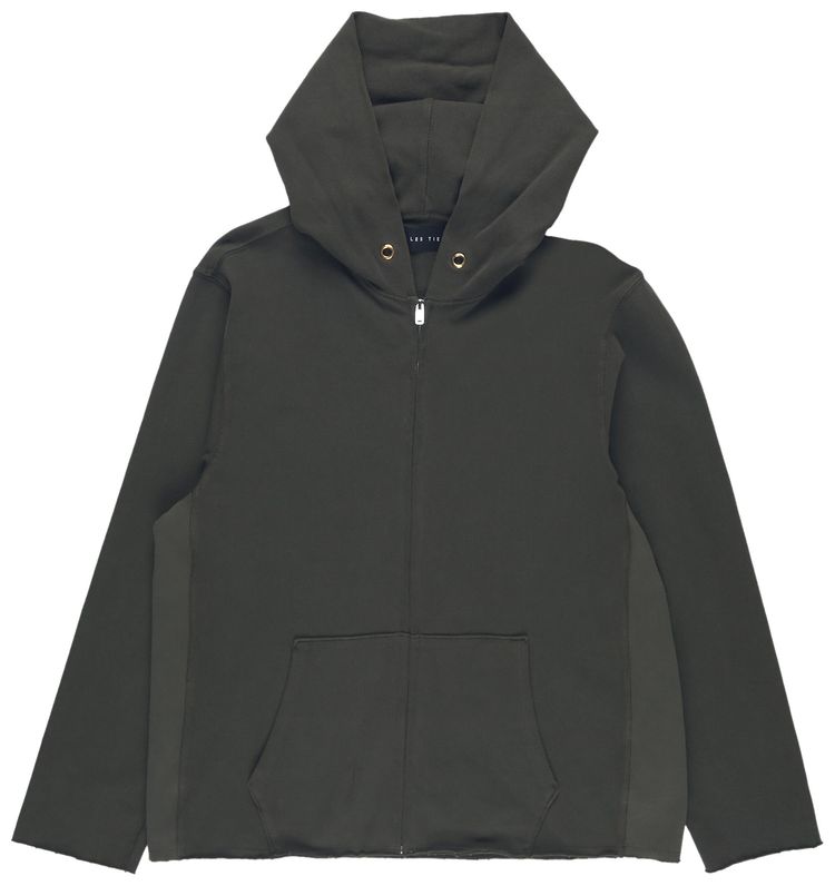 Les Tien Pique Raw Zip Hoodie Washed Forest