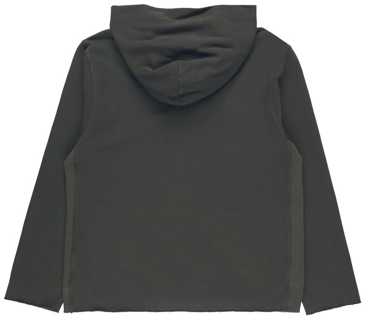 Les Tien Pique Raw Zip Hoodie Washed Forest