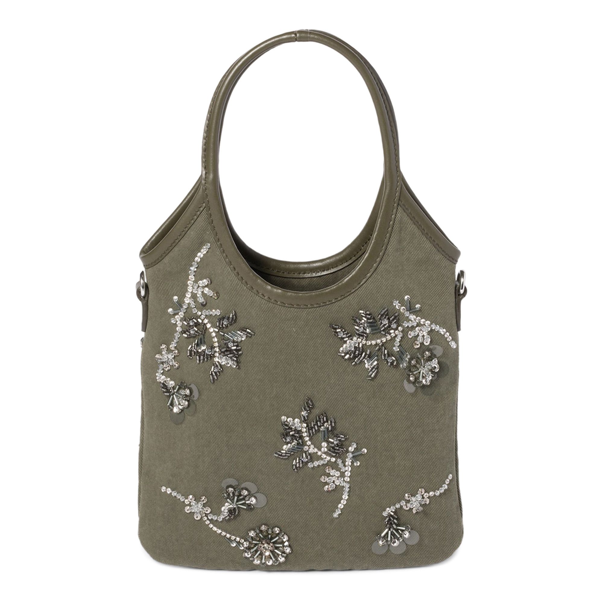 Buy Miu Miu Ivy Embroidered Gabardine Bag 'Olive' - 5BA281