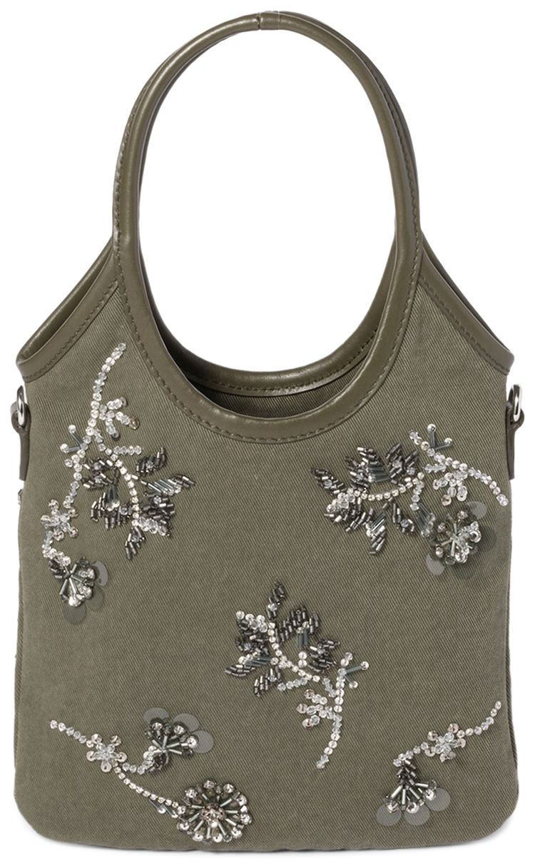 Miu Miu Ivy Embroidered Gabardine Bag Olive