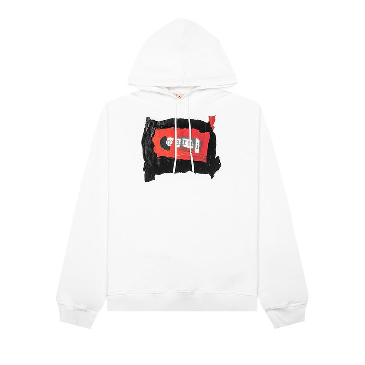 Marni Logo Printed Hoodie Lily White
