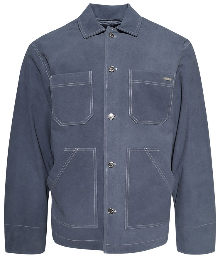Nahmias Suede Workman Jacket Denim Blue Suede