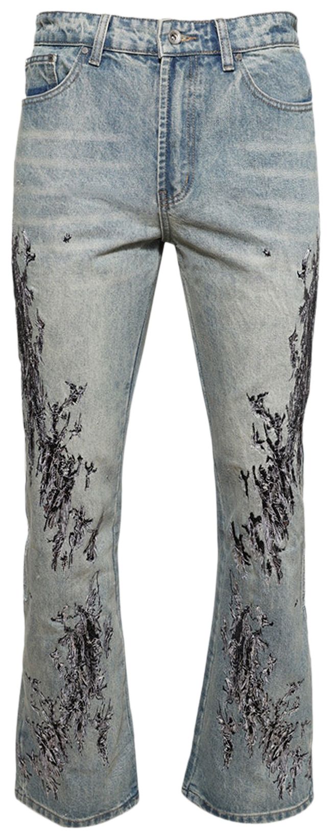 Who Decides War Scratched Denim Jeans Blue