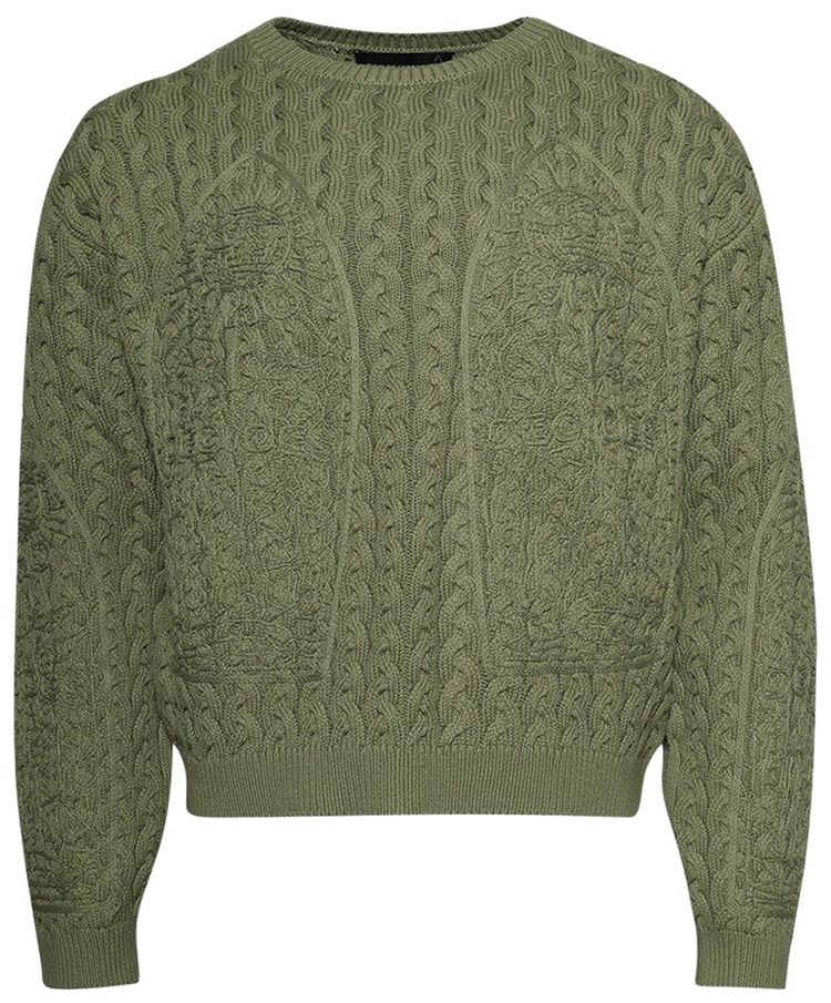 Who Decides War Lagoon Cable Knit Sweater Olive