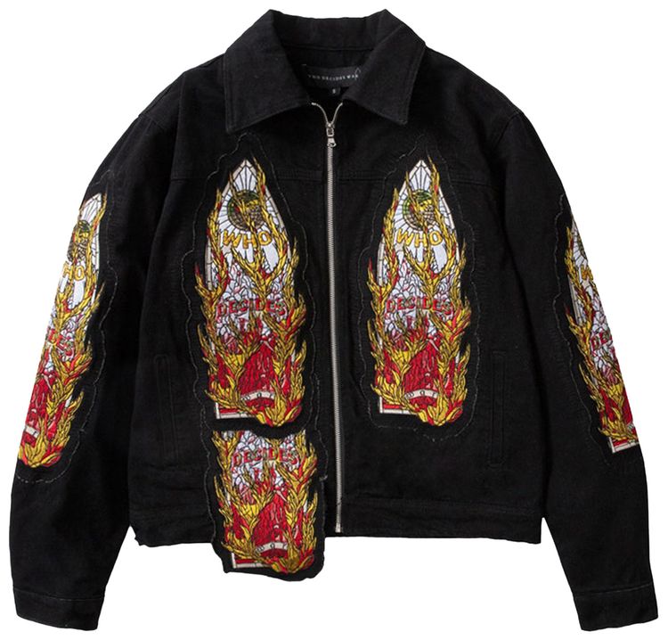 Who Decides War Flame Glass Trucker Jacket Coal