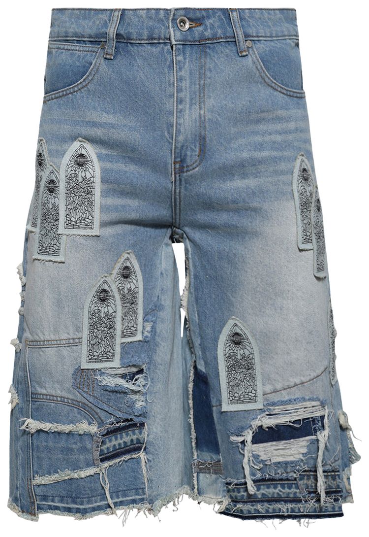 Who Decides War Patched Arch Blowout Denim Short Sky