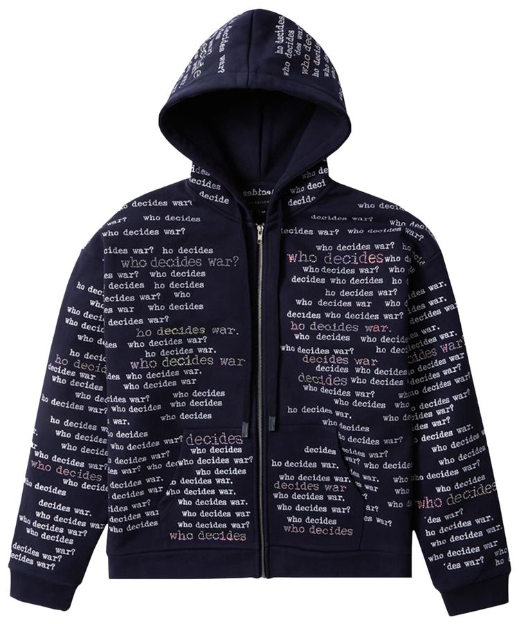 Who Decides War Scripture Zipper Hoodie Indigo