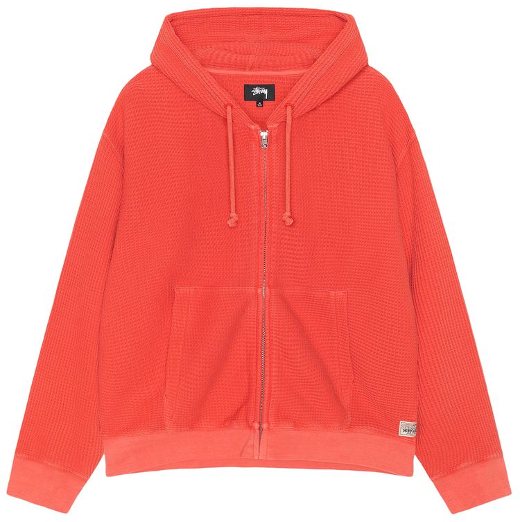 Stussy Double Layer Waffle Zip Hoodie Red