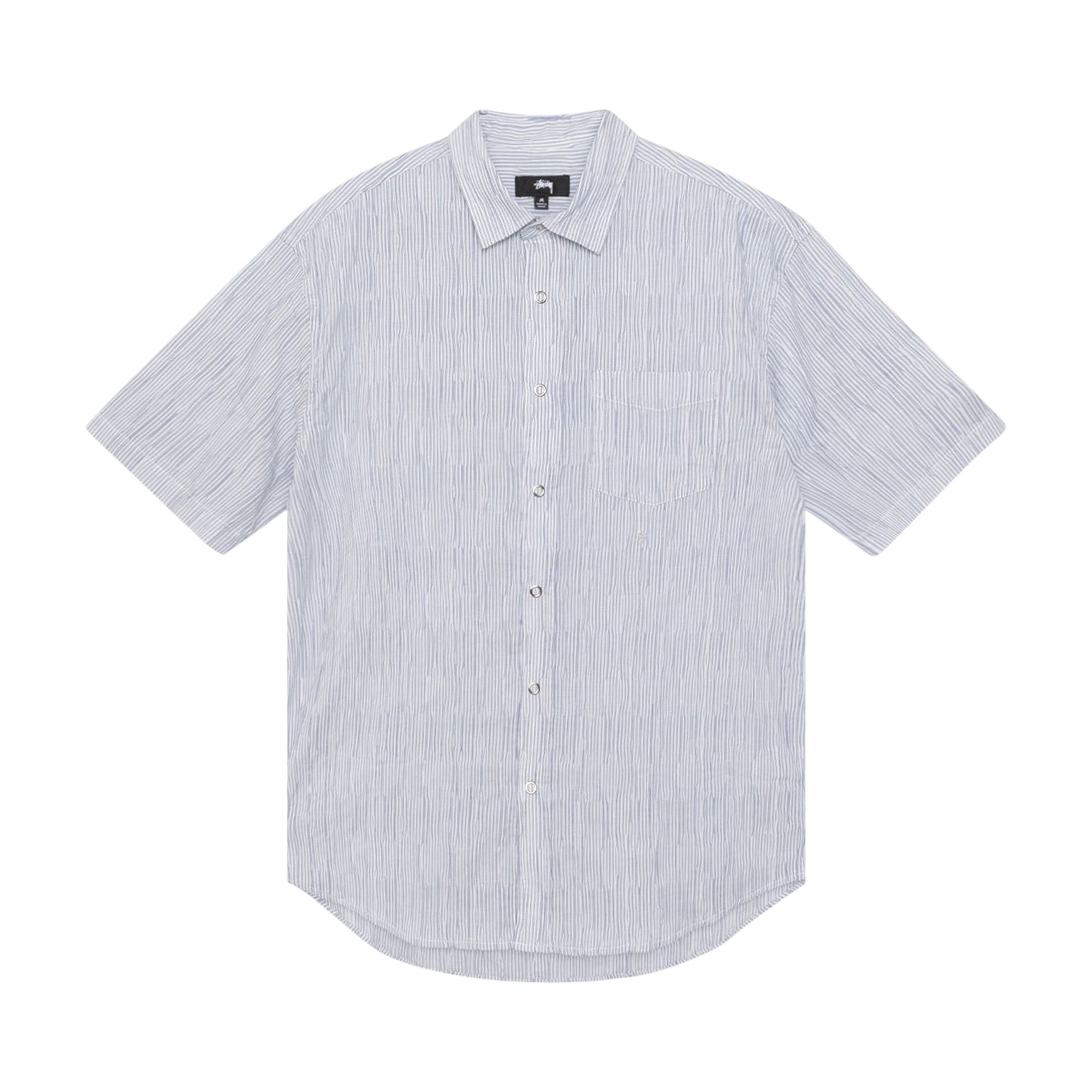 希少 XXL Stussy Wavy Striped SS Shirt Buy Stussy Wavy Striped Short-Sleeve Shirt 'Blue' - 1110350 BLUE