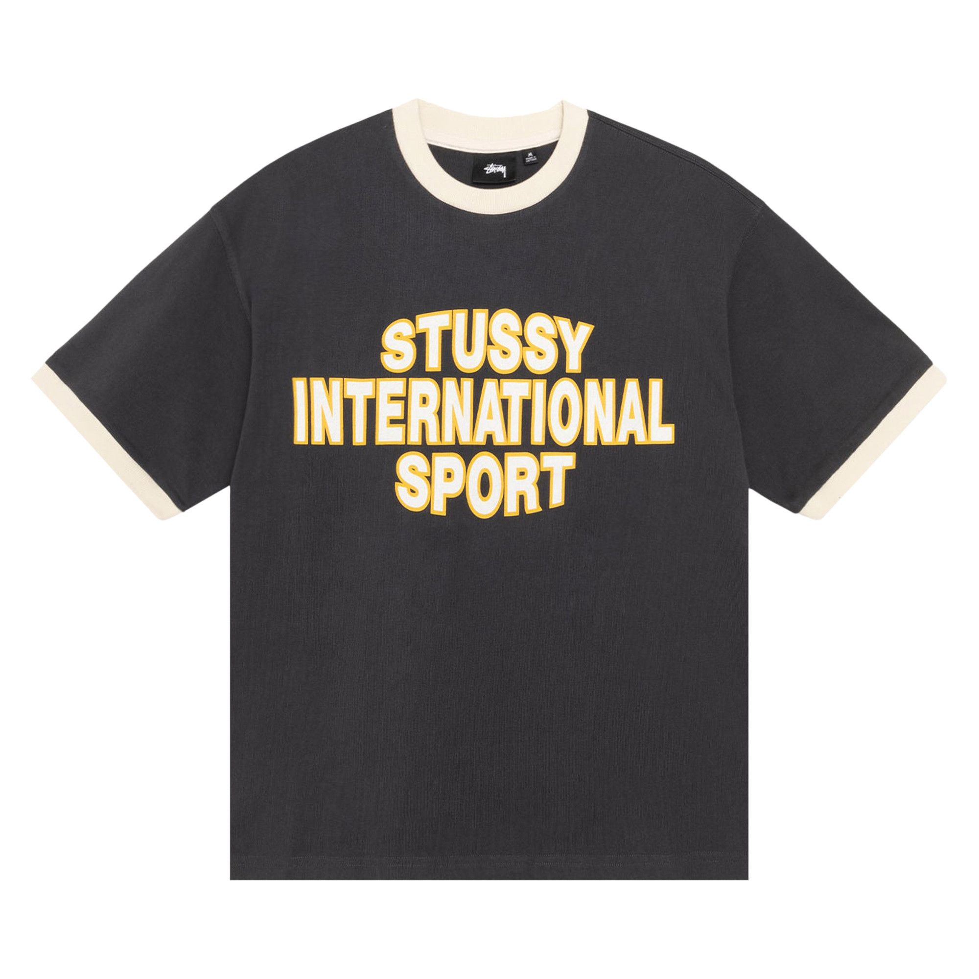 STUSSY / INTERNATIONAL SPORT RINGER TEE/Tシャツ/S/コットン/GRY/プリント/1140365 Buy Stussy Sport Ringer Tee 'Black' - 1140365 BLAC | GOAT