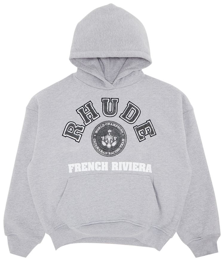 Rhude French Riviera Patch Hoodie Heather Grey