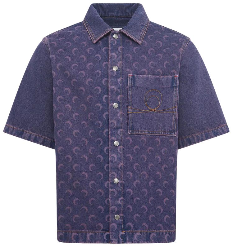 Marine Serre Moon Laser Denim Workwear Shirt Lavender