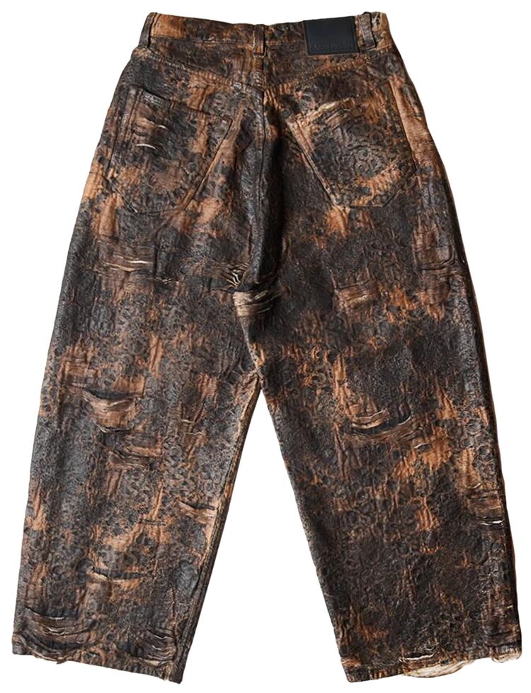 Acne Studios 2023 Distressed Monogram Super Baggy Fit Jeans Brown