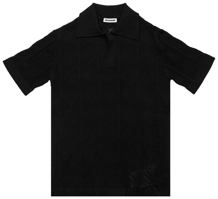 Jil Sander Knit Polo T Shirt Black
