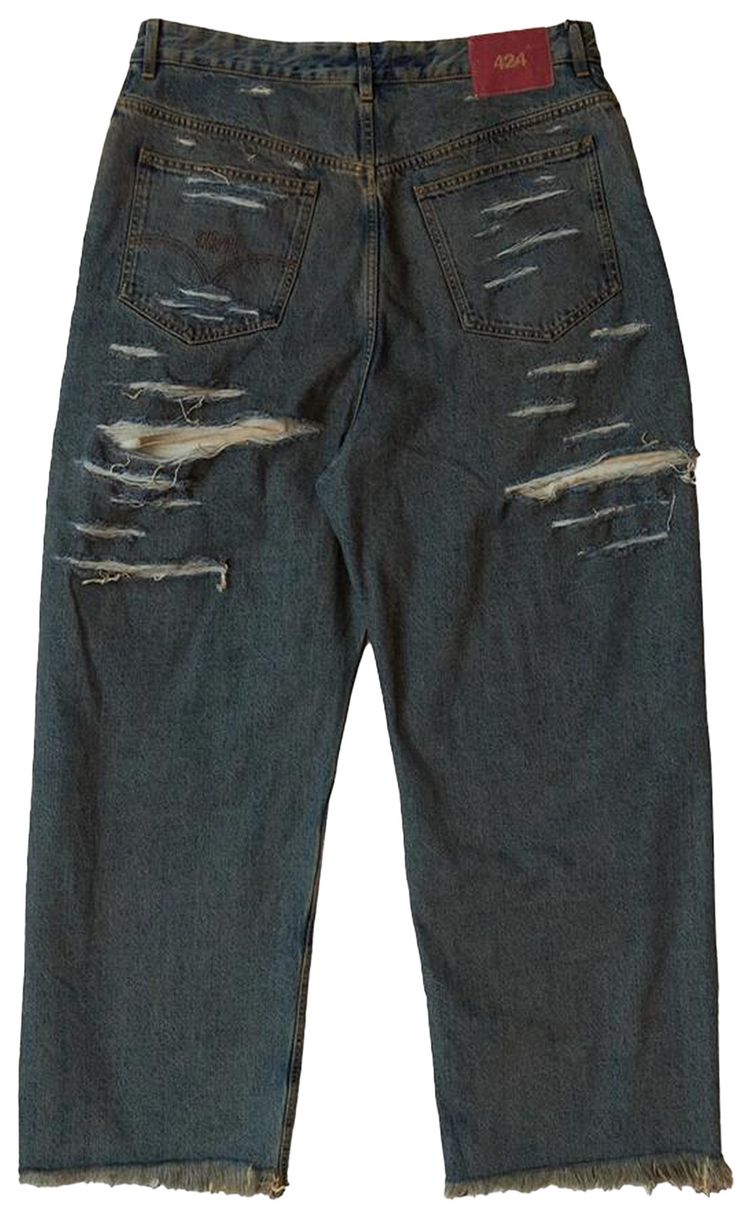 424 Collection Repaired Loose Jeans Blue