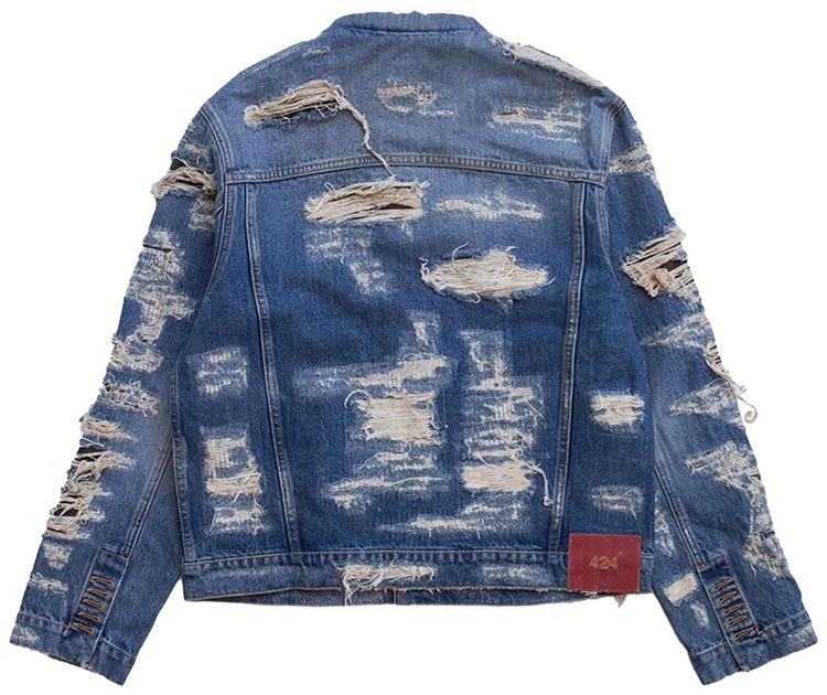 424 Collection Repaired Trucker Jacket Blue