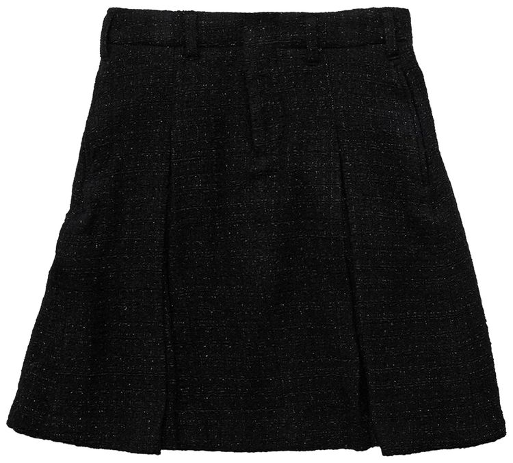 Ambush Tweed Pleats Midi Skirt Black