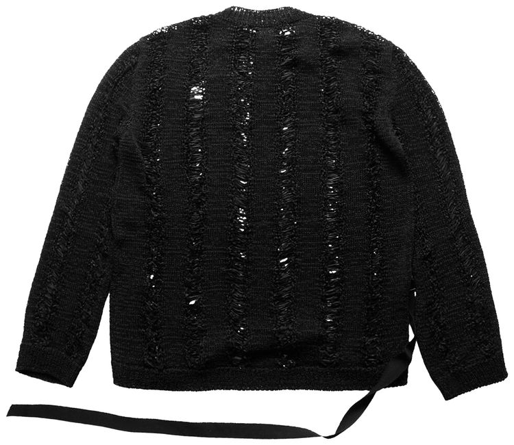 Ann Demeulemeester Balder Ladder Stitch Boat Neck Oversize Sweater Black