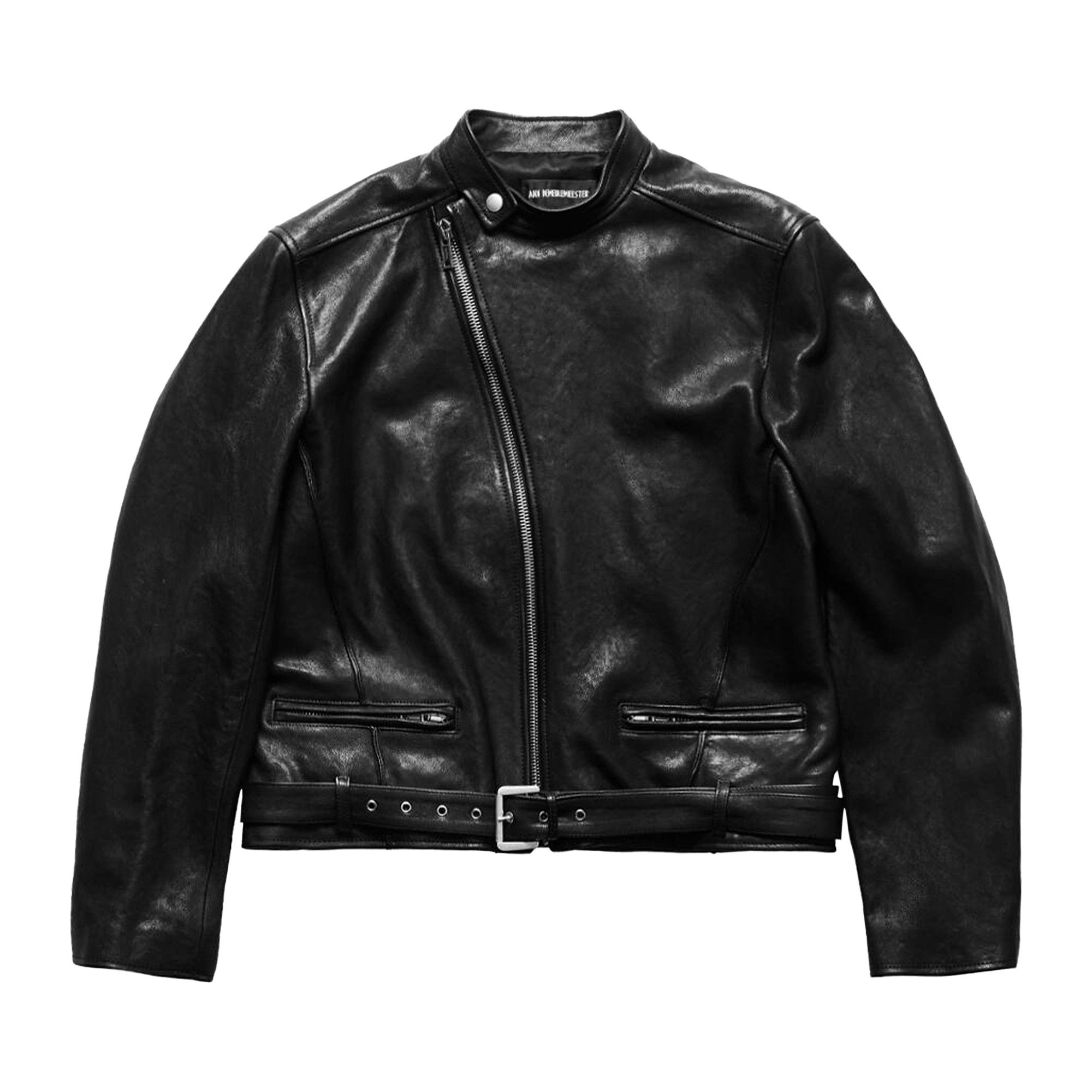 Buy Ann Demeulemeester Taale Fitted Leather Biker Jacket 'Black