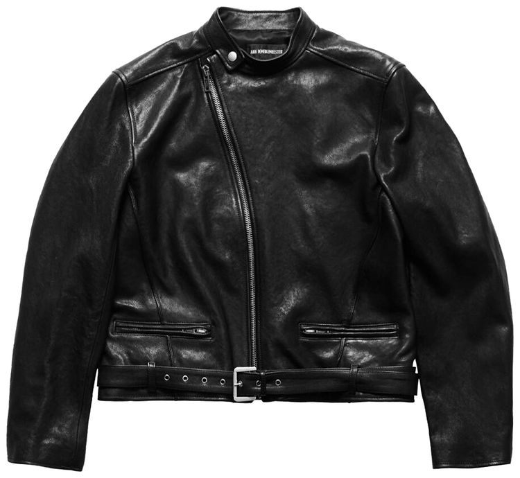 Ann Demeulemeester Taale Fitted Leather Biker Jacket Black