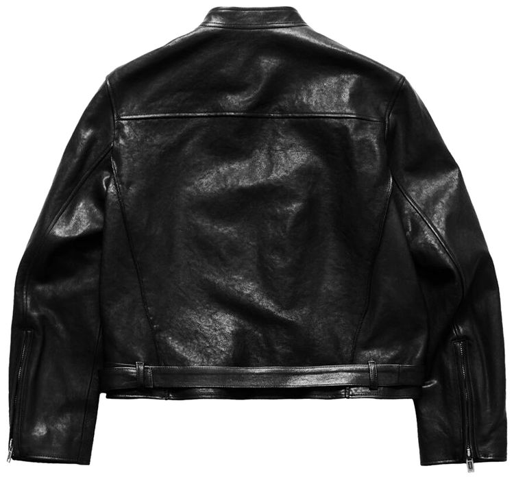 Ann Demeulemeester Taale Fitted Leather Biker Jacket Black