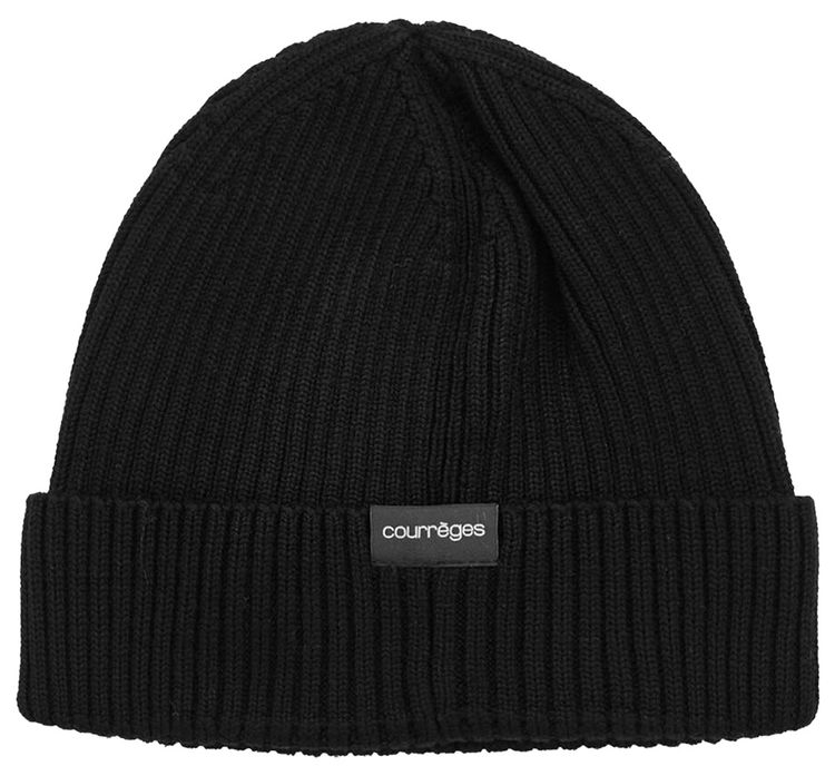 Courreges Ribbed Wool Beanie Black