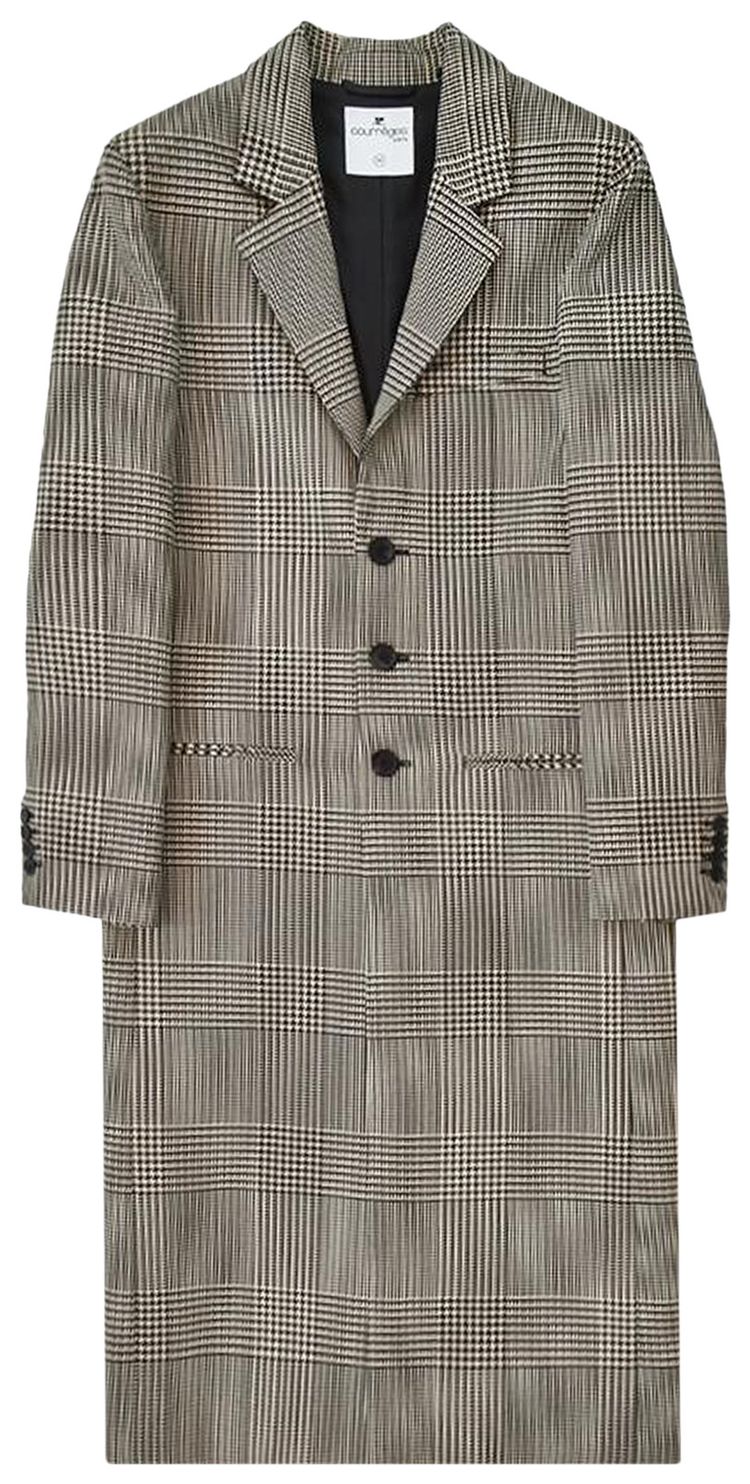 Courreges Prince Of Wales Long Coat SandMud Brown