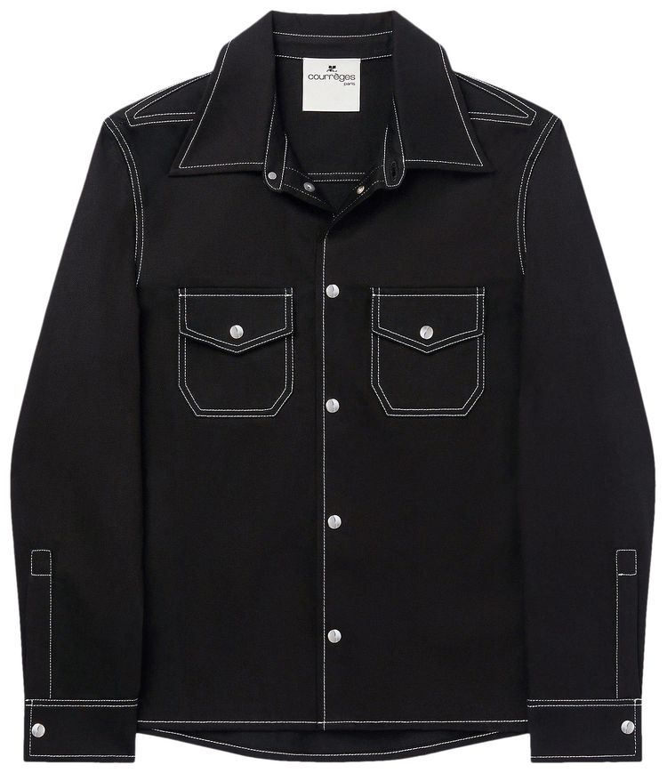 Courreges Double Pocket Denim Shirt BlackWhite